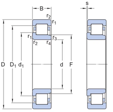 NJ 2316 ECP Cylindrical Roller Bearings drawing NJ 2316 ECP Cylindrical Roller Bearings drawing